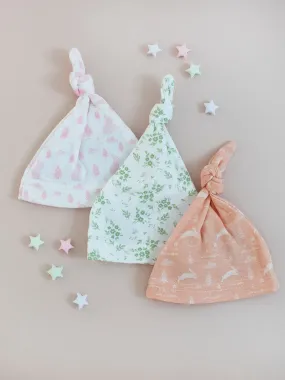 Knotted Hat Bundle, Leaping Bunnies, Apple Floral & Bunny Meadow