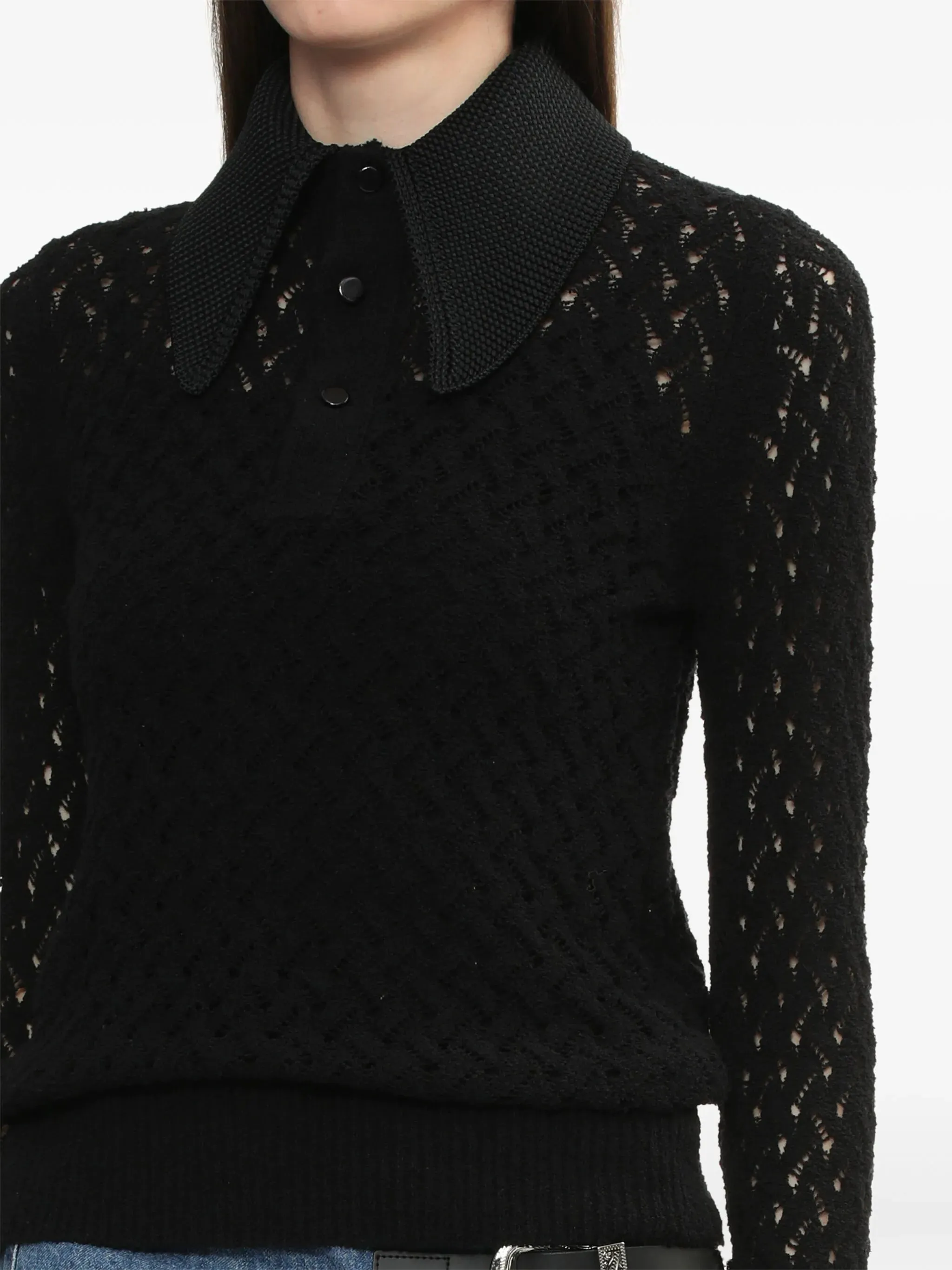 Lace Knot Polo Sweater