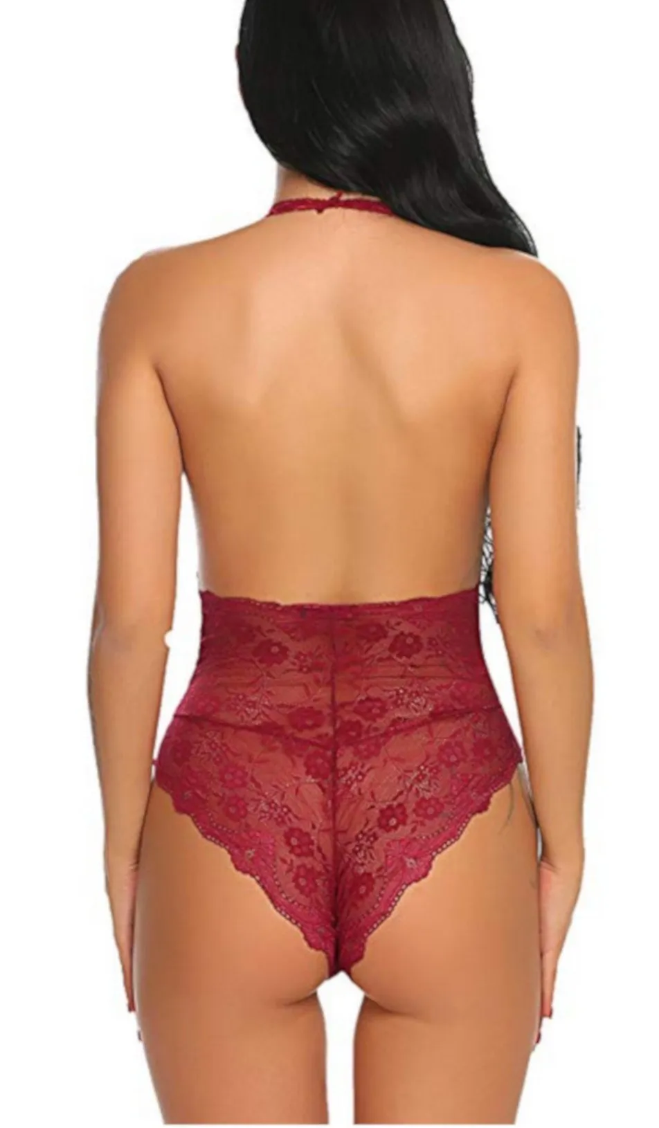 Ladies Wine Red Flirtatious Lace Bodysuit Intimates
