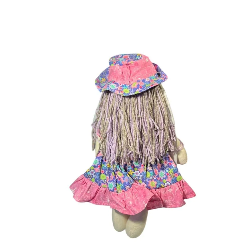 Lidia’s Storytime Rag Doll Wool Hair Cotton Dress Handmade 18 in.
