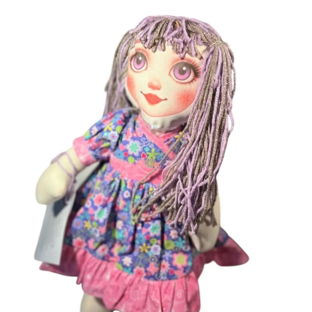 Lidia’s Storytime Rag Doll Wool Hair Cotton Dress Handmade 18 in.