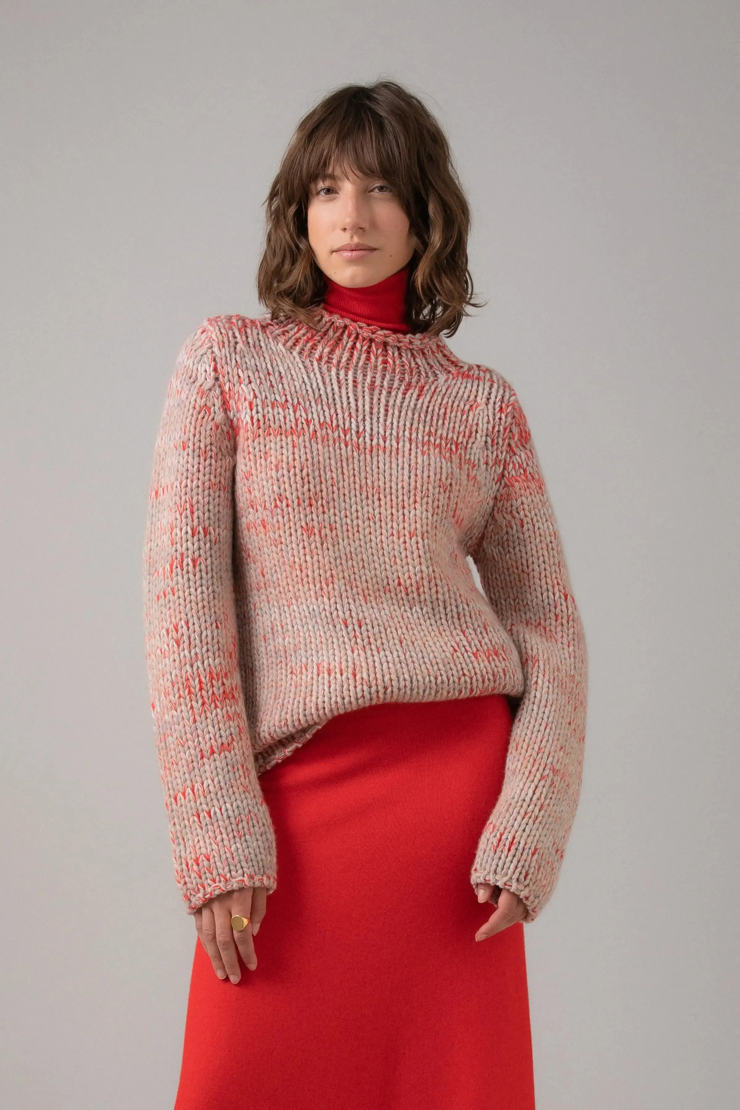 Marl Luxe Cashmere Funnel Neck