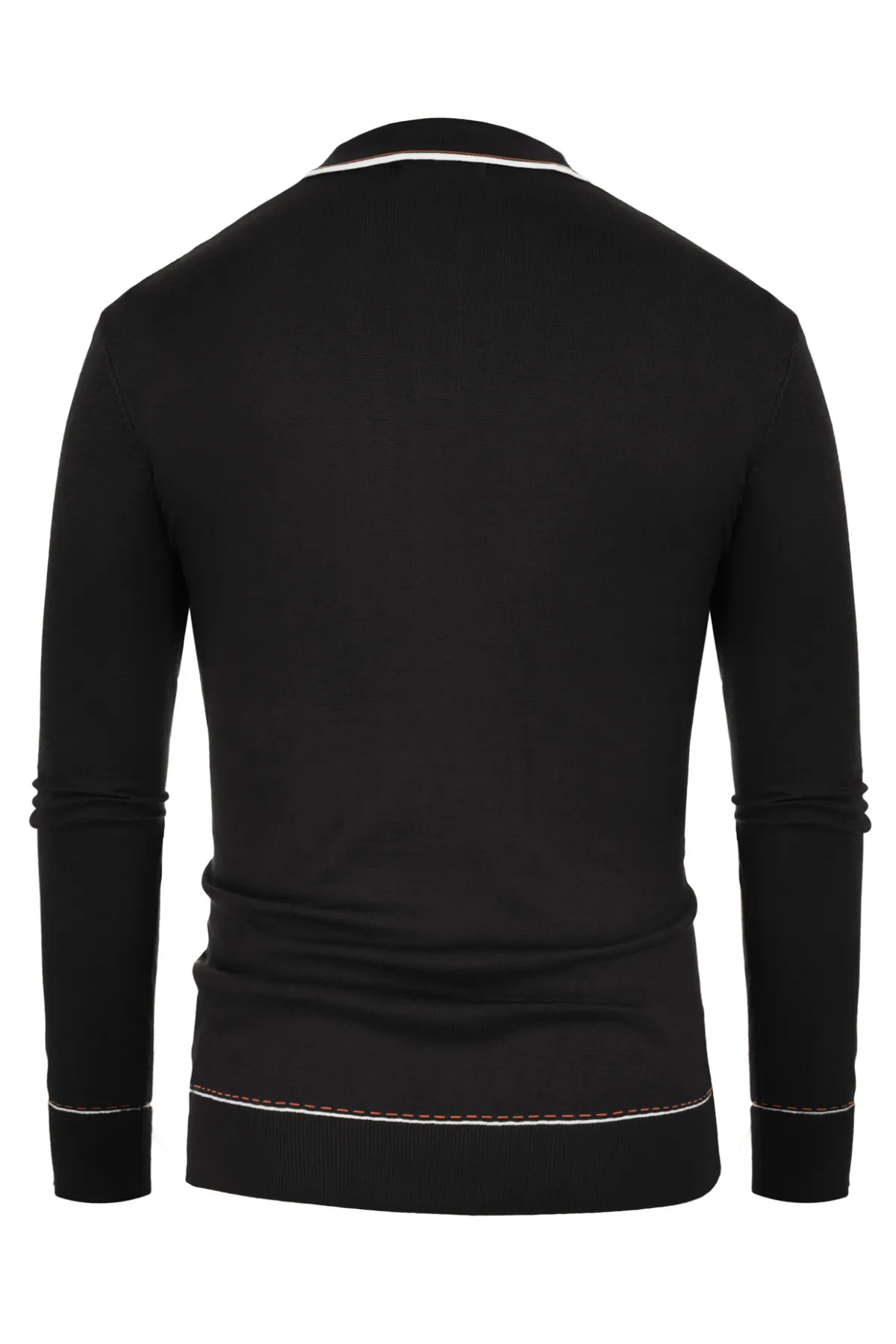 Men Ribbed Sweater Long Sleeve Lapel Collar Button-up Neck Pullover Knitwear