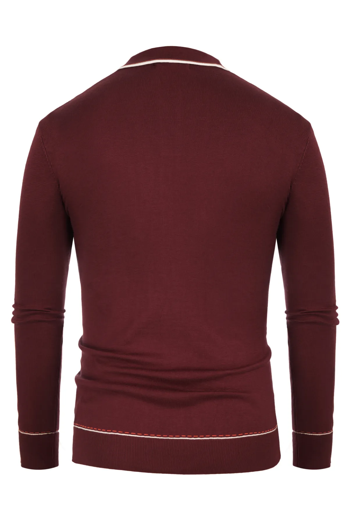 Men Ribbed Sweater Long Sleeve Lapel Collar Button-up Neck Pullover Knitwear
