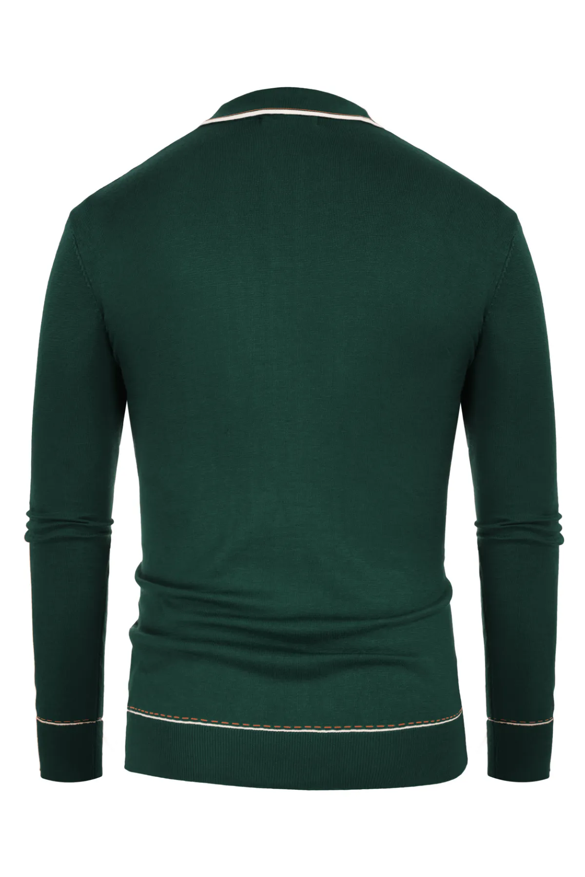 Men Ribbed Sweater Long Sleeve Lapel Collar Button-up Neck Pullover Knitwear