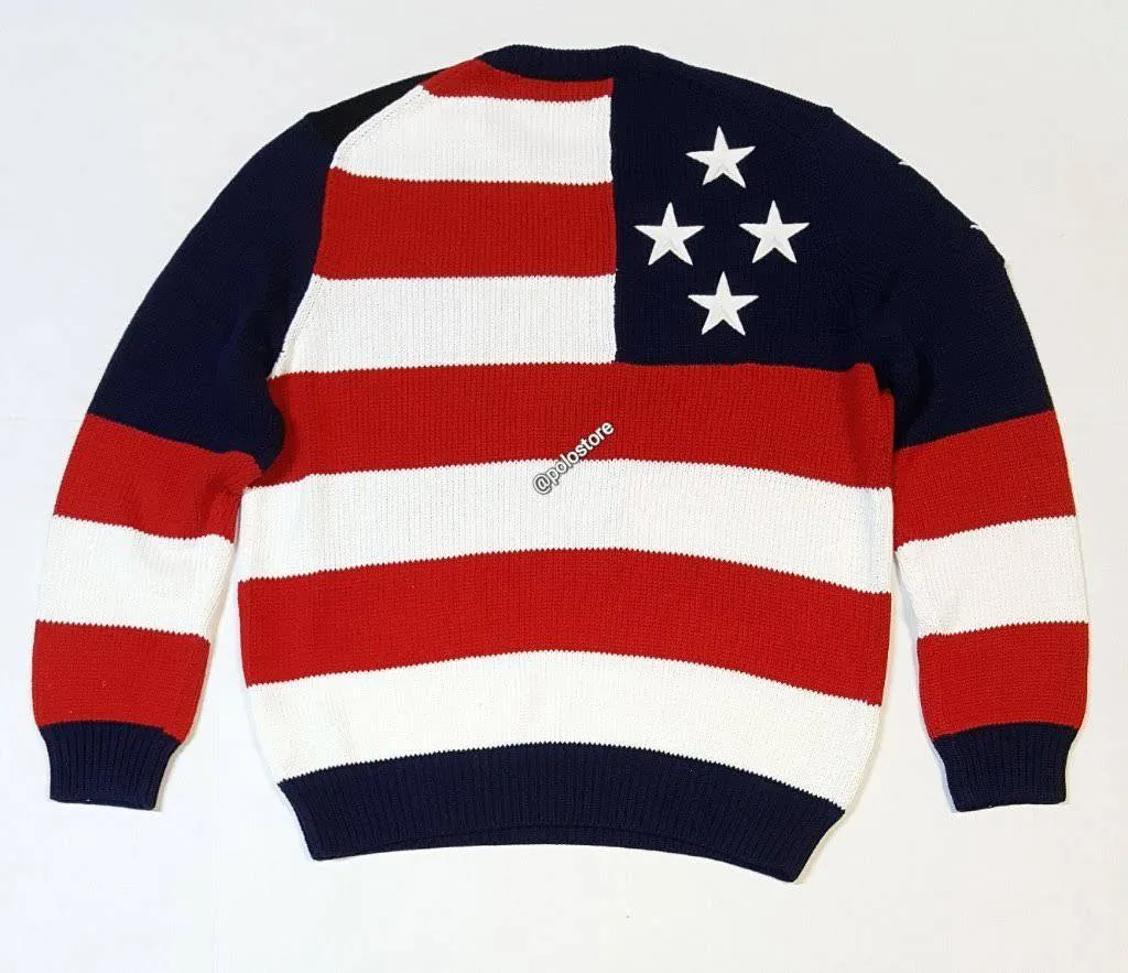 Nwt Polo Ralph Lauren Navy/Red Big Pony American Flag Star Sweater