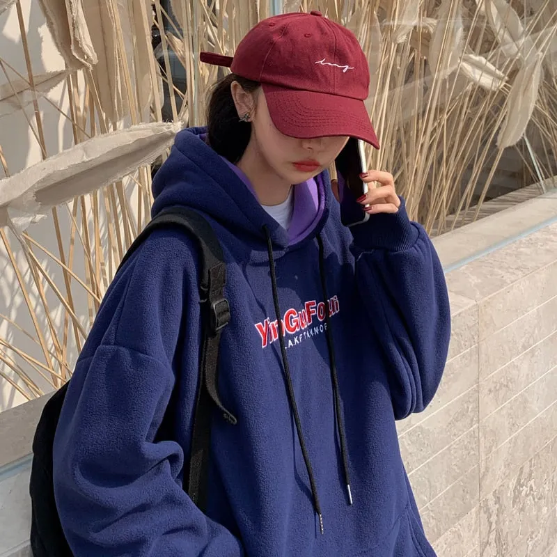 Oversized Hoodie With Lettering And Front Pocket