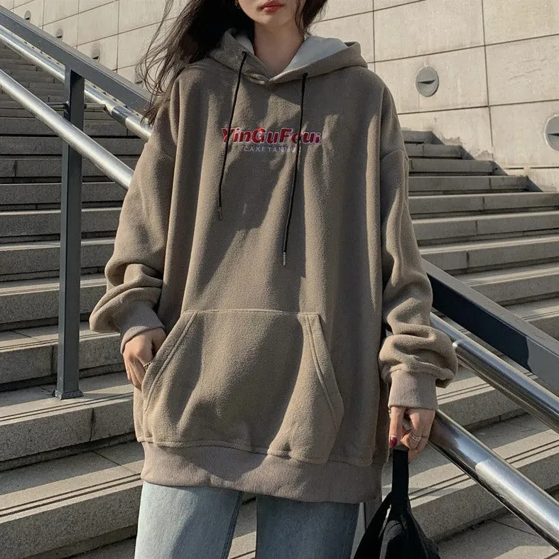 Oversized Hoodie With Lettering And Front Pocket
