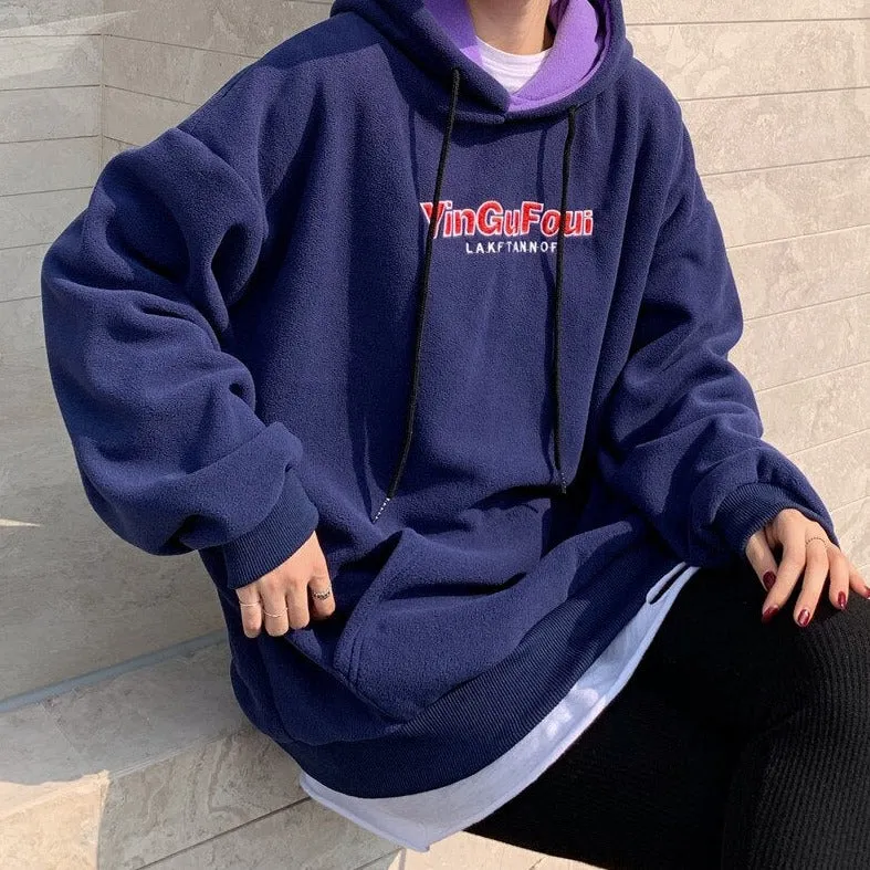 Oversized Hoodie With Lettering And Front Pocket