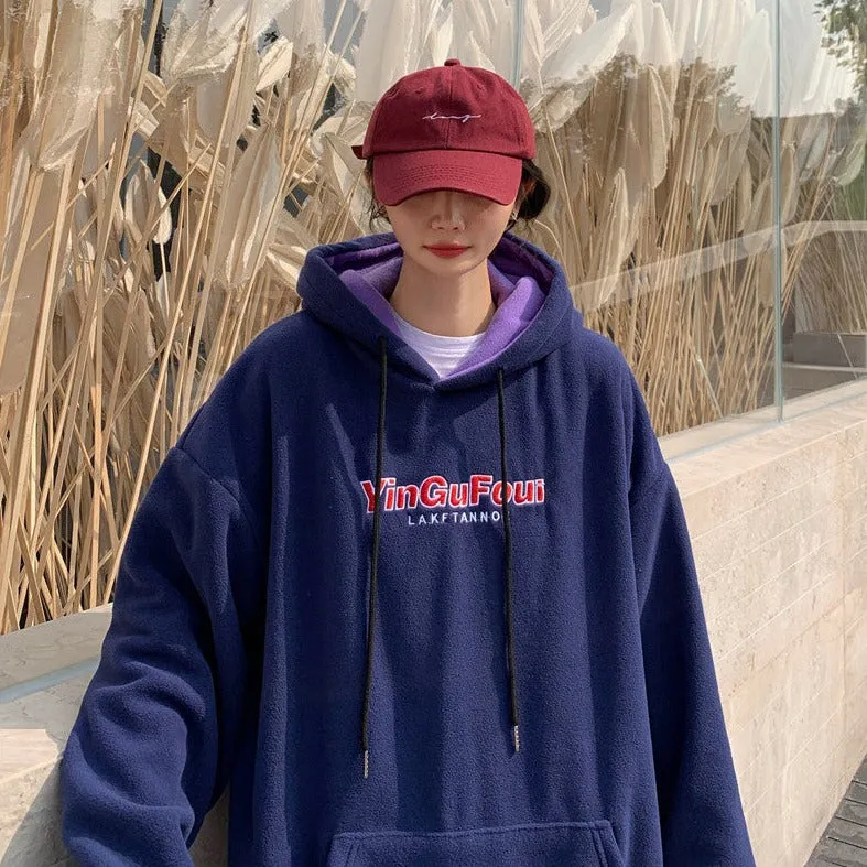 Oversized Hoodie With Lettering And Front Pocket