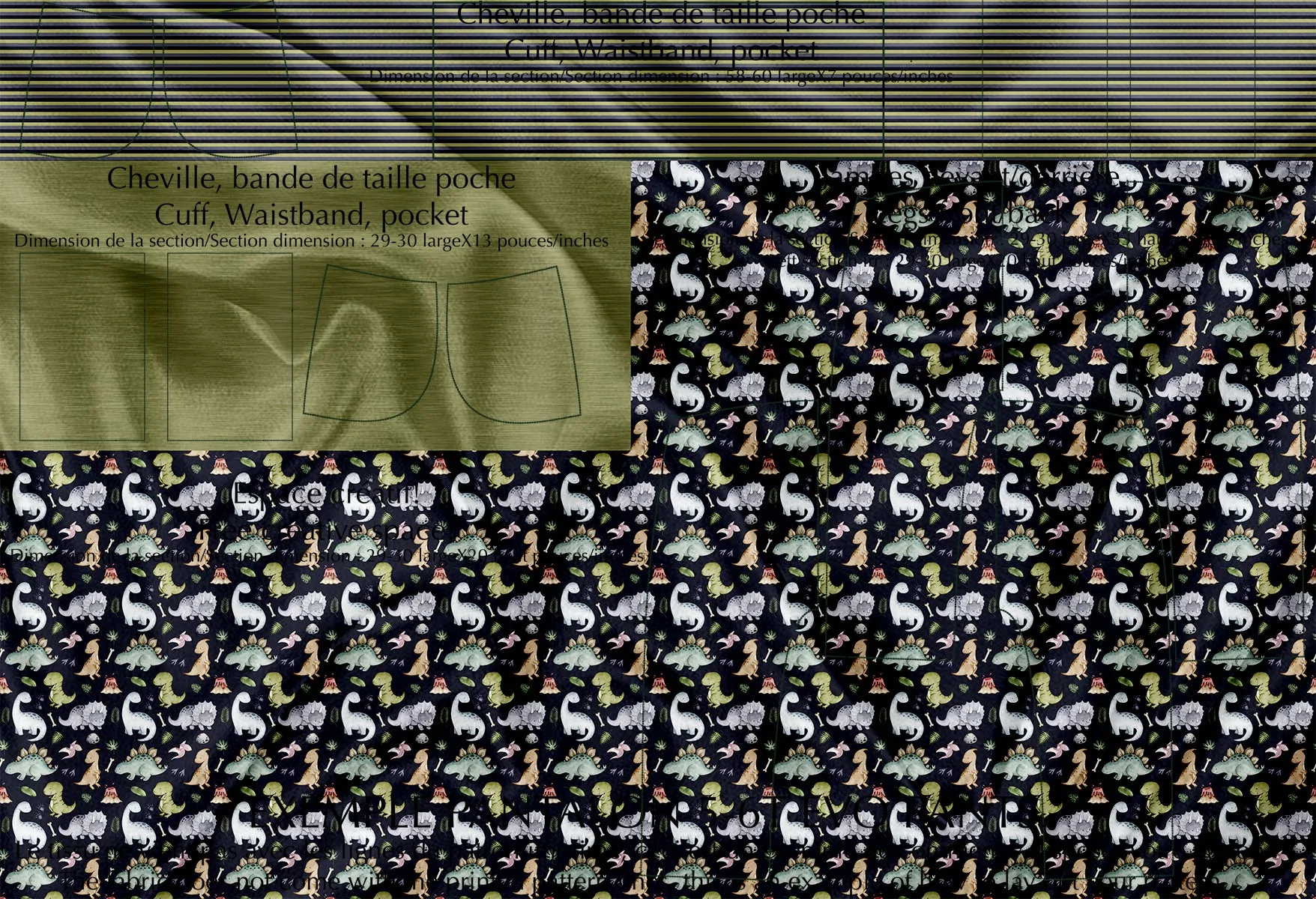 Panneau Multifonction pour Vêtements - Dino multi navy