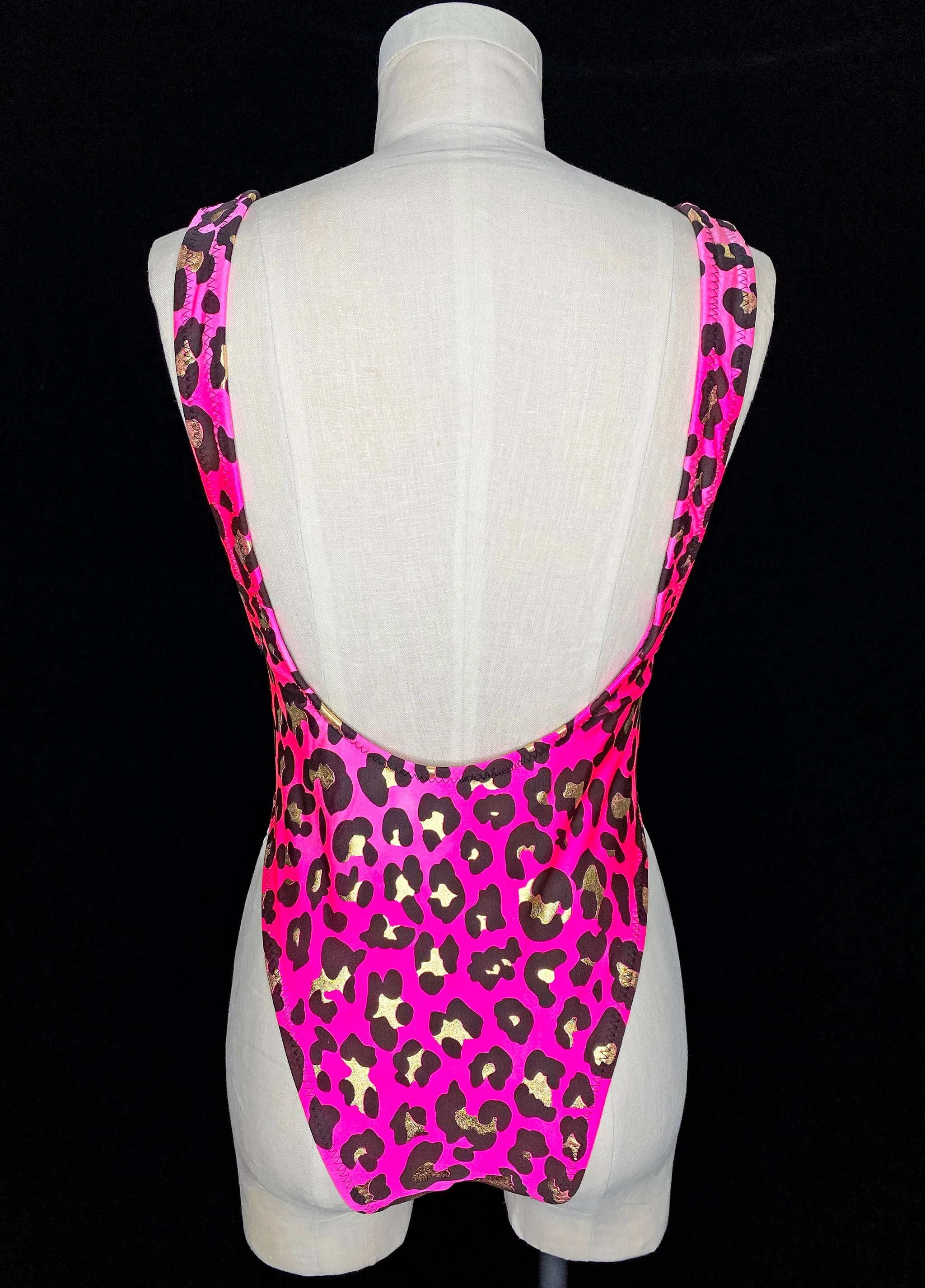 Pink Leopard High Cut Bodysuit