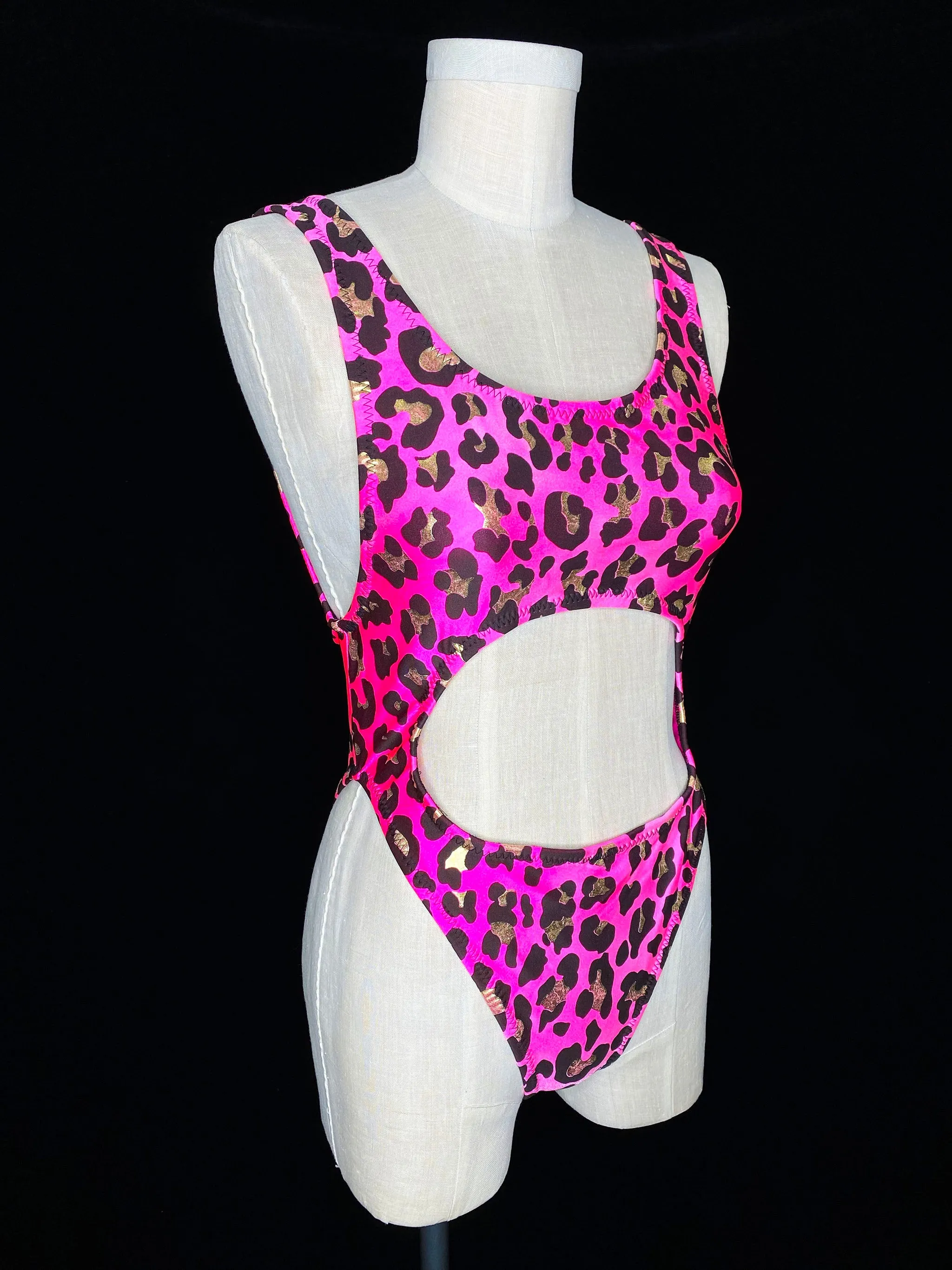 Pink Leopard High Cut Bodysuit