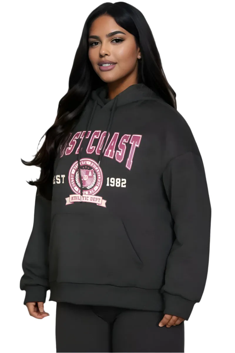 Plus Size Graphic Kangaroo Pocket Drawstring Hoodie