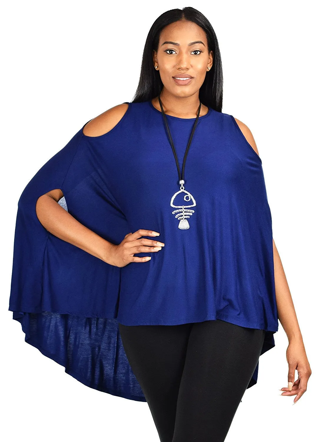 Plus Size Summer Batwing Cold Shoulder Tunic Blouse Top