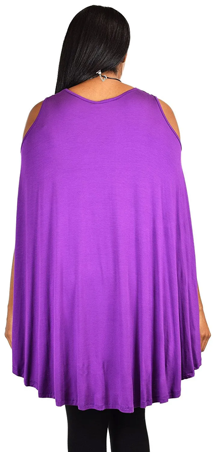 Plus Size Summer Batwing Cold Shoulder Tunic Blouse Top