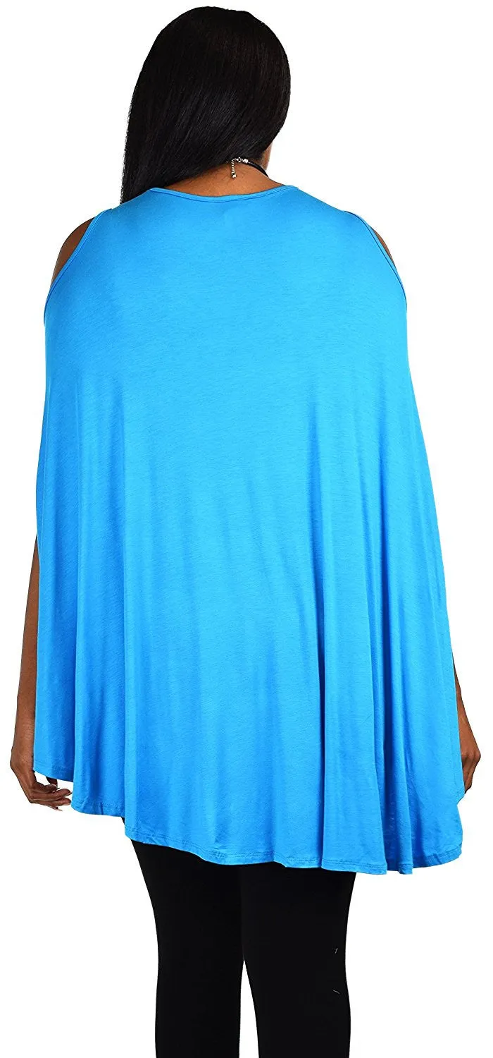 Plus Size Summer Batwing Cold Shoulder Tunic Blouse Top