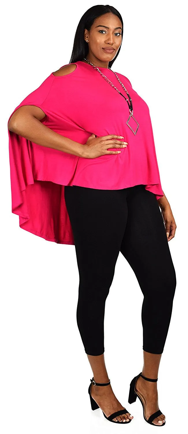Plus Size Summer Batwing Cold Shoulder Tunic Blouse Top