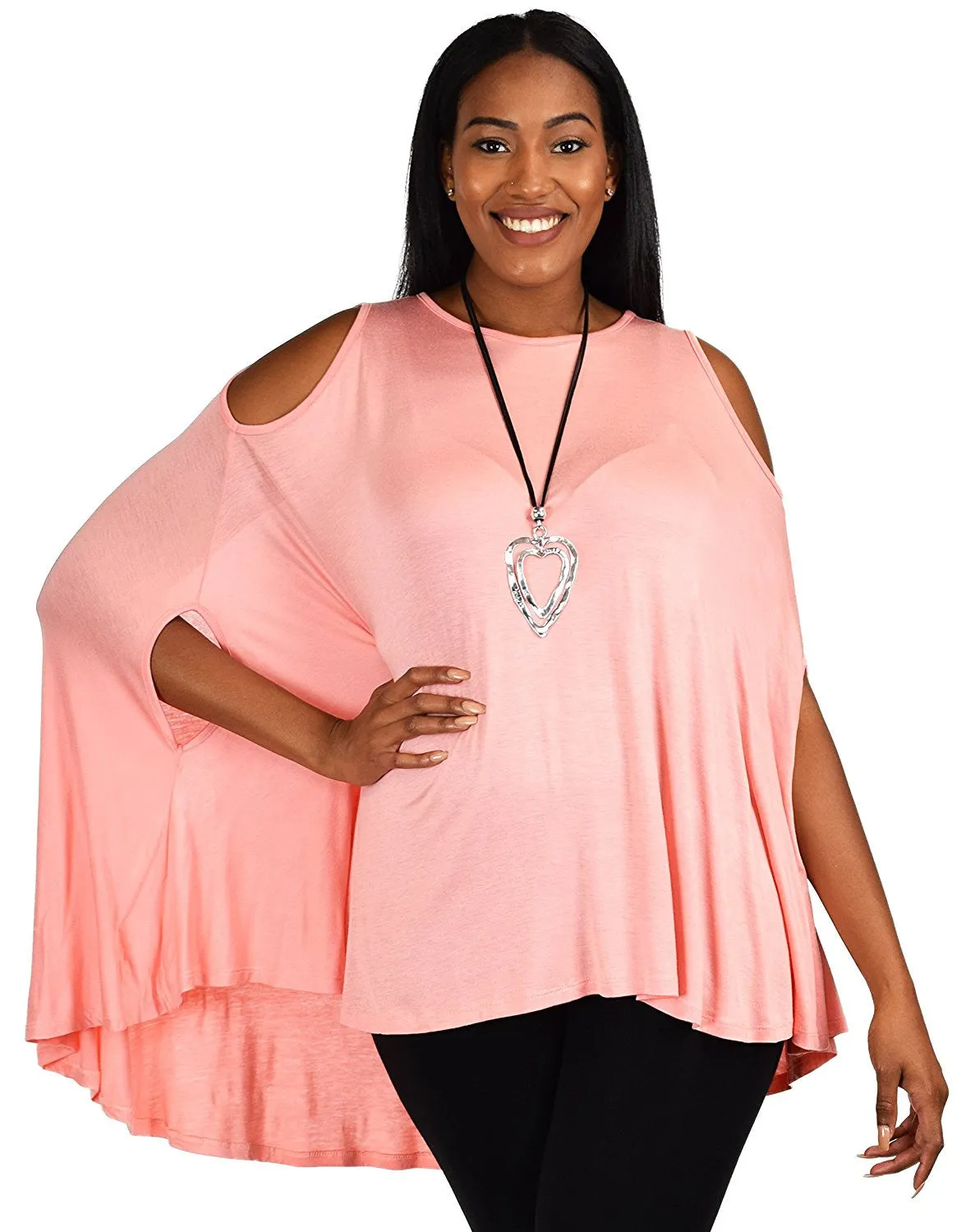 Plus Size Summer Batwing Cold Shoulder Tunic Blouse Top