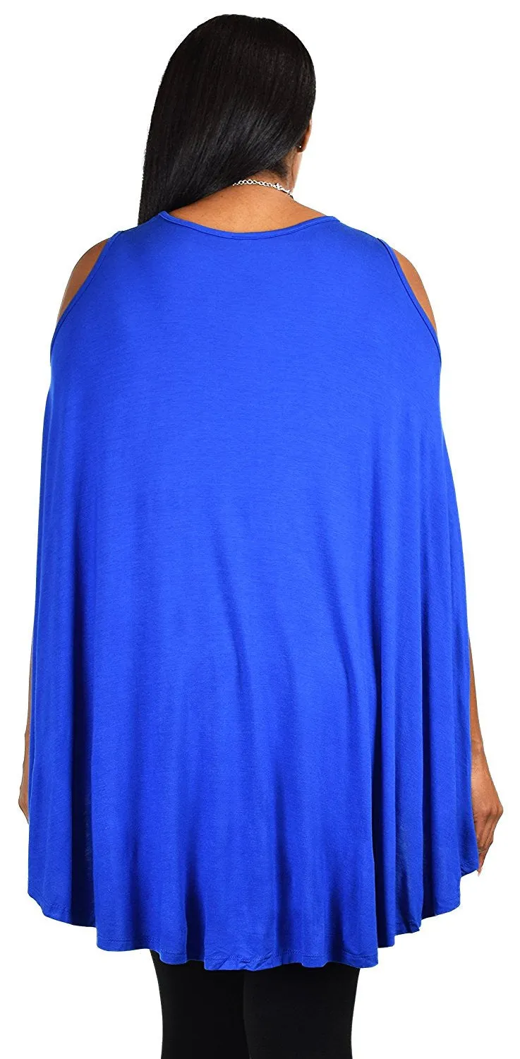 Plus Size Summer Batwing Cold Shoulder Tunic Blouse Top