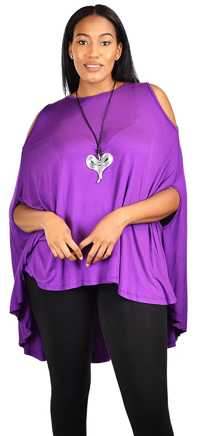 Plus Size Summer Batwing Cold Shoulder Tunic Blouse Top