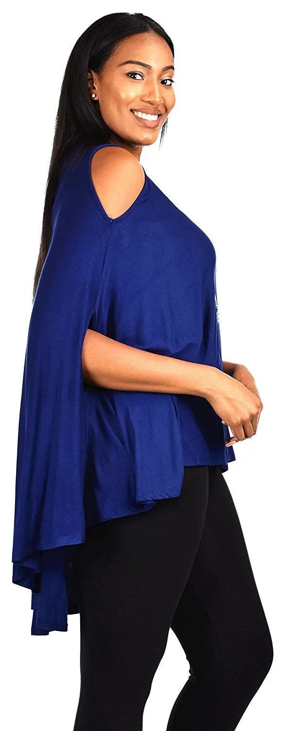 Plus Size Summer Batwing Cold Shoulder Tunic Blouse Top