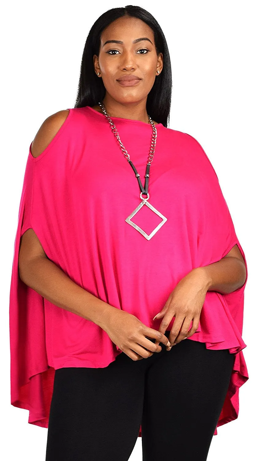 Plus Size Summer Batwing Cold Shoulder Tunic Blouse Top