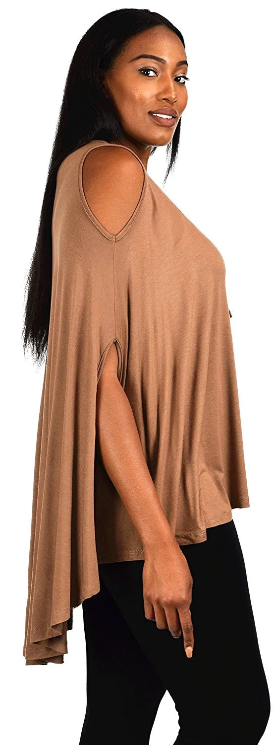 Plus Size Summer Batwing Cold Shoulder Tunic Blouse Top