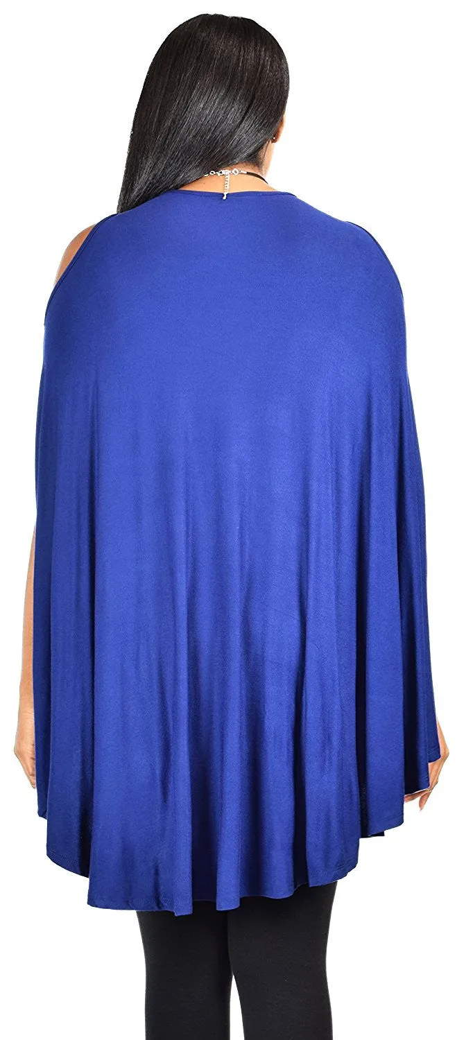 Plus Size Summer Batwing Cold Shoulder Tunic Blouse Top