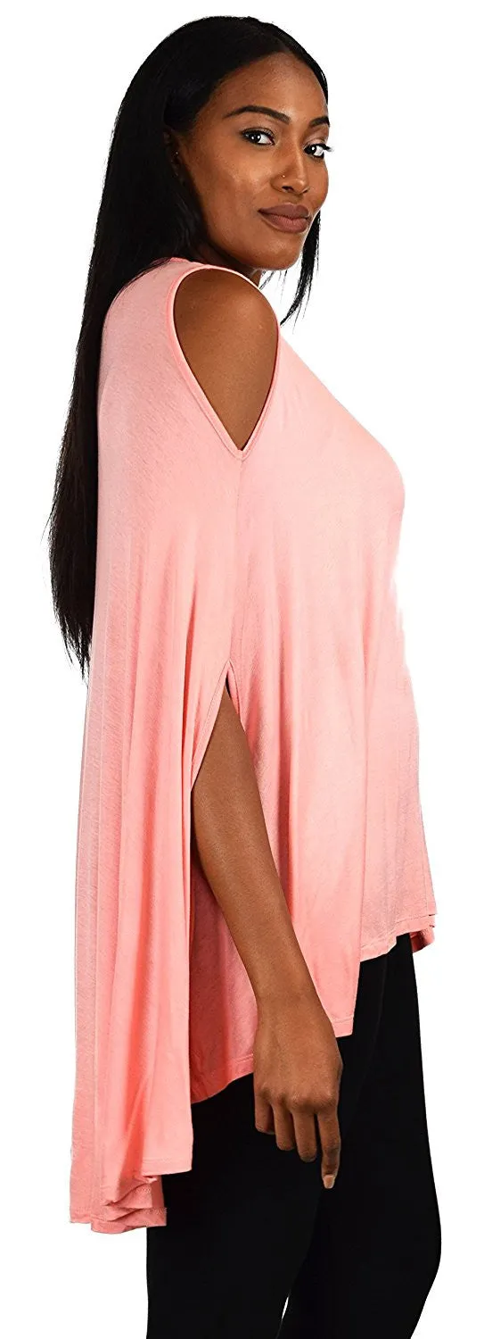 Plus Size Summer Batwing Cold Shoulder Tunic Blouse Top