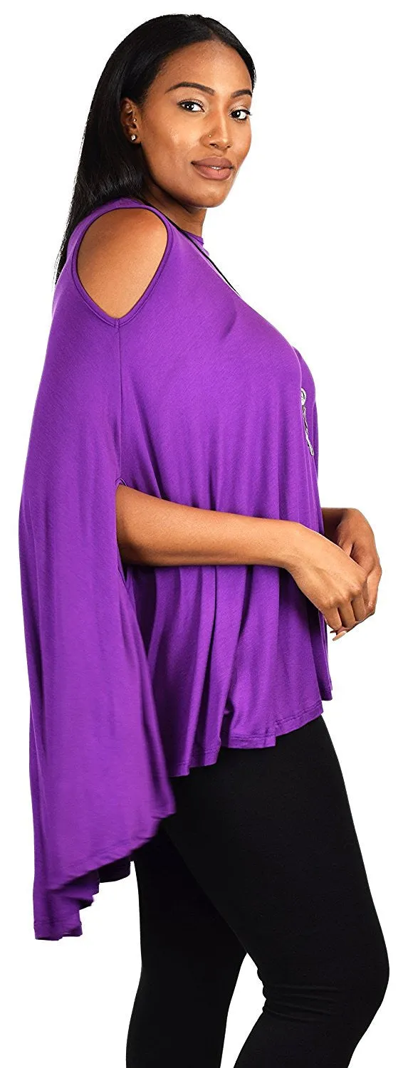 Plus Size Summer Batwing Cold Shoulder Tunic Blouse Top
