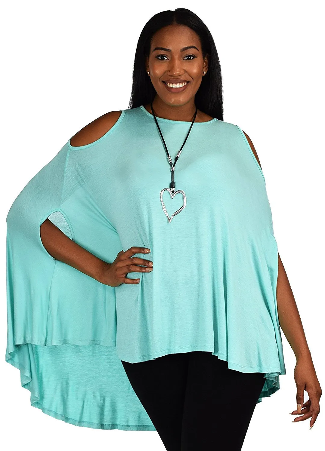 Plus Size Summer Batwing Cold Shoulder Tunic Blouse Top