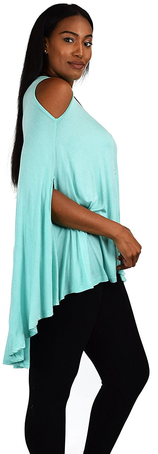 Plus Size Summer Batwing Cold Shoulder Tunic Blouse Top