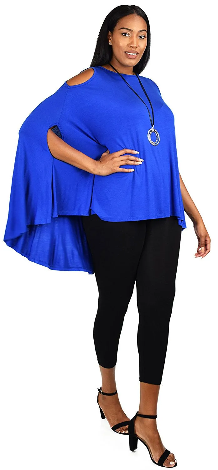 Plus Size Summer Batwing Cold Shoulder Tunic Blouse Top