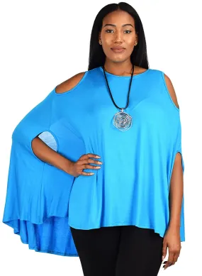 Plus Size Summer Batwing Cold Shoulder Tunic Blouse Top
