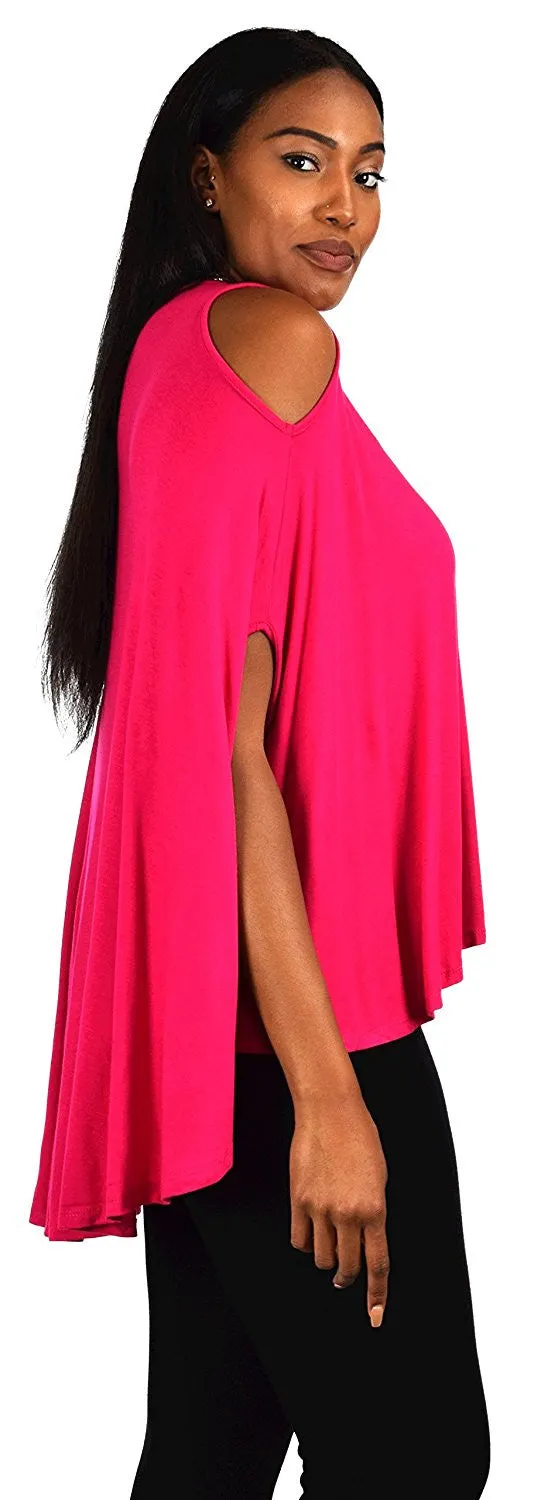Plus Size Summer Batwing Cold Shoulder Tunic Blouse Top