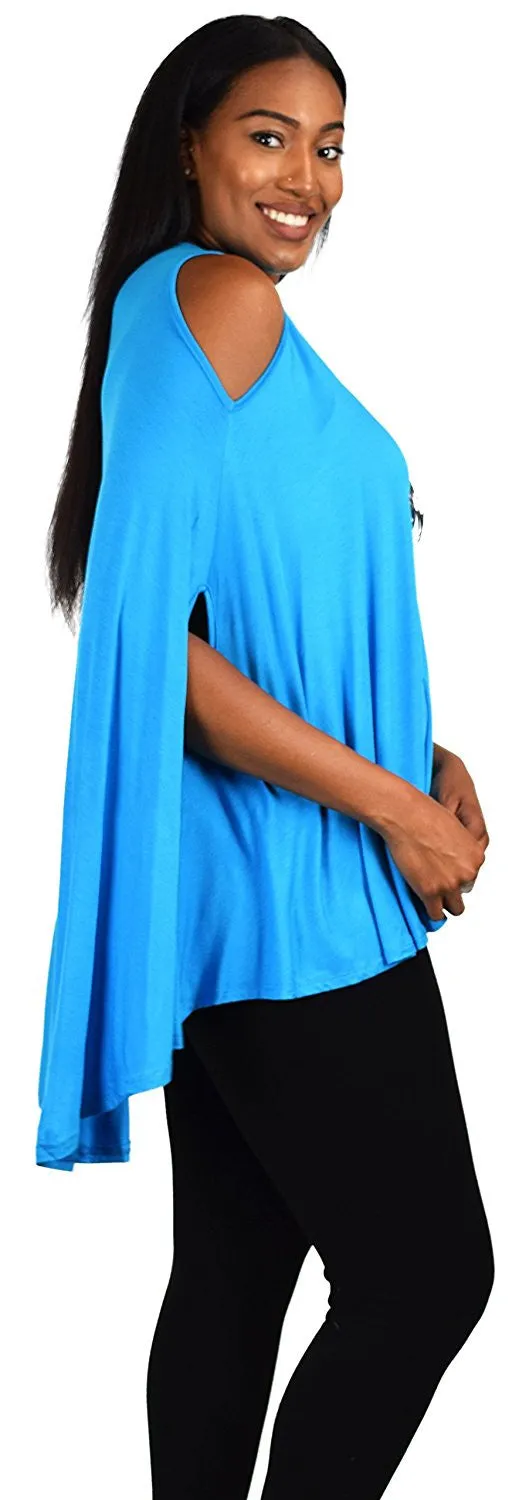 Plus Size Summer Batwing Cold Shoulder Tunic Blouse Top