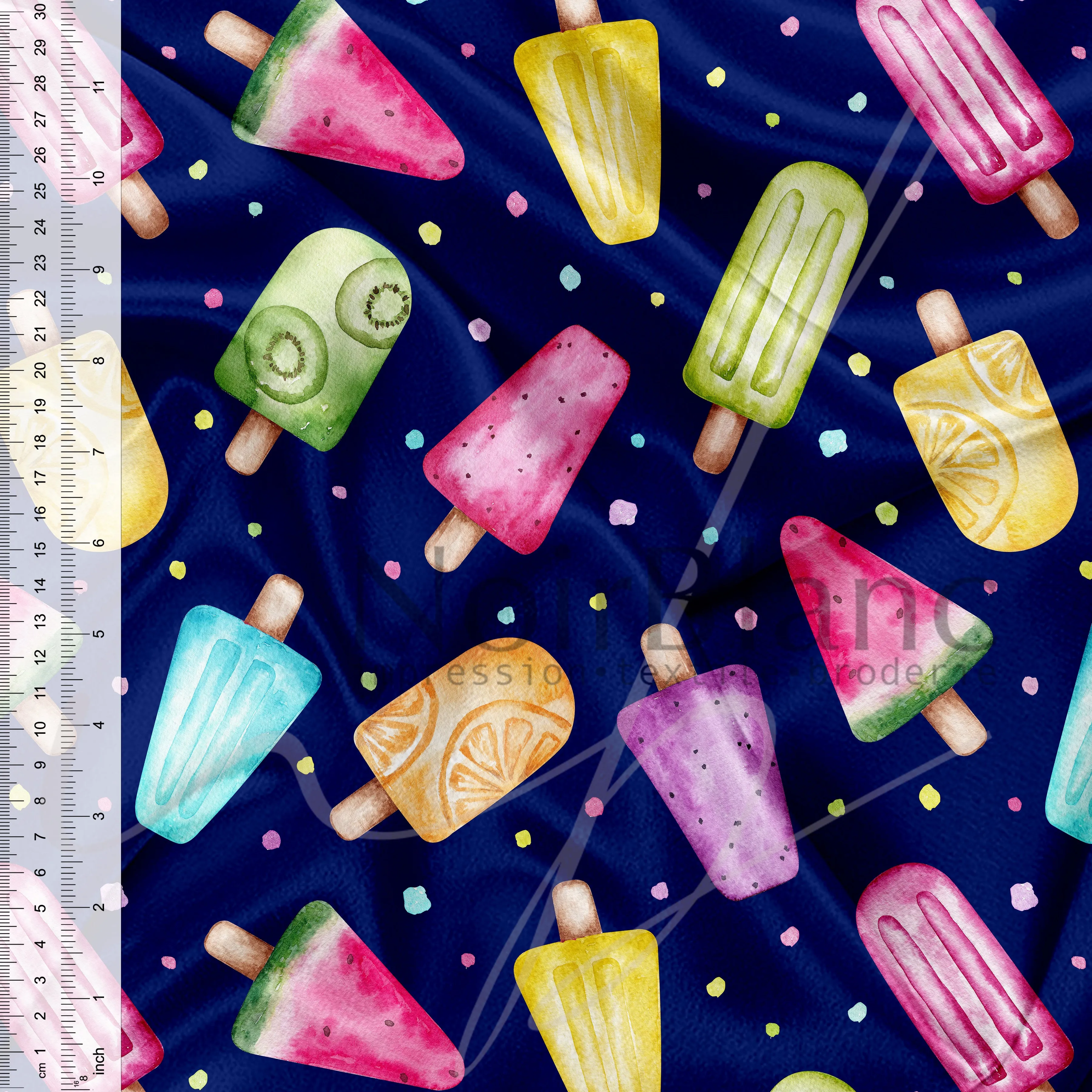 Popsicle aux fruits fond navy