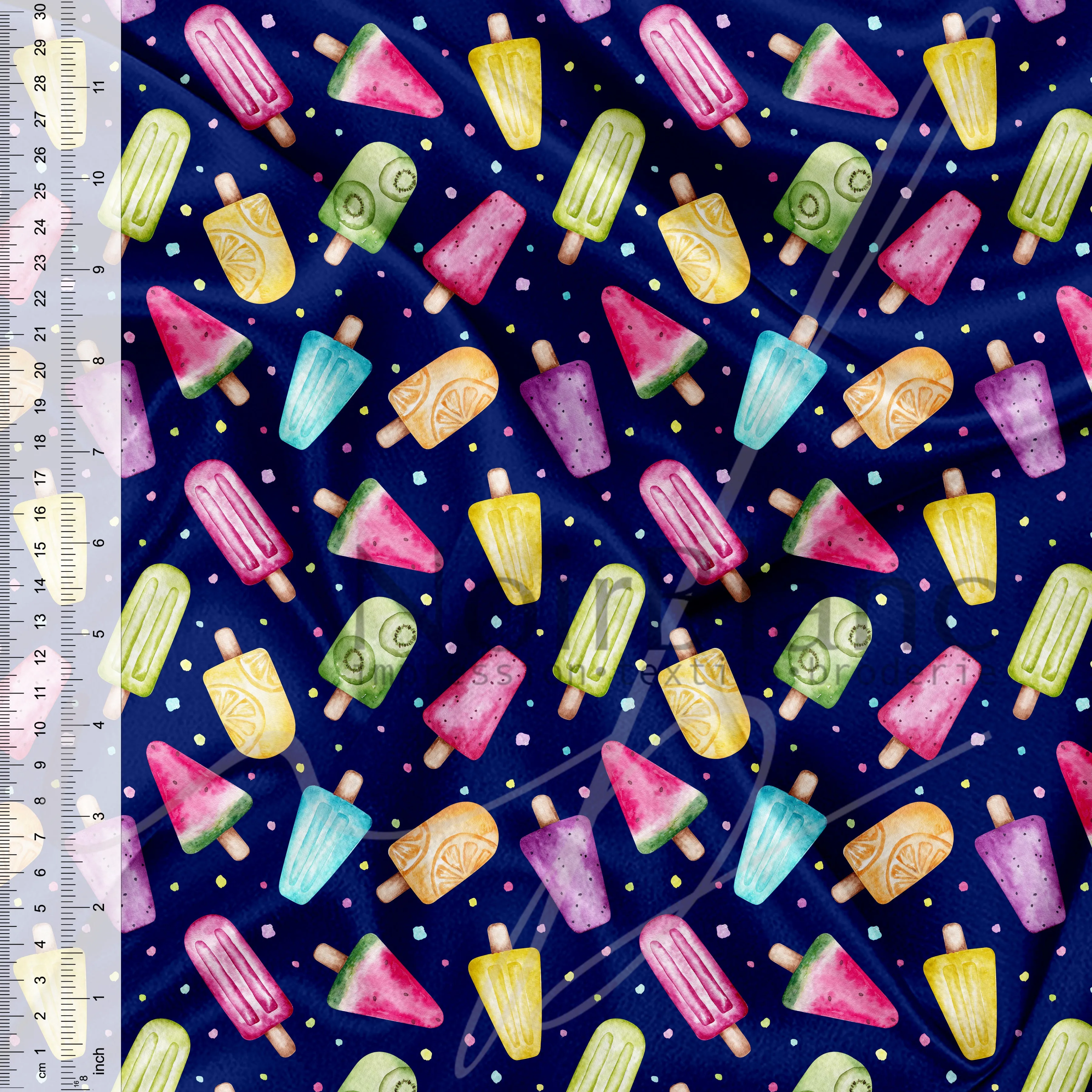 Popsicle aux fruits fond navy