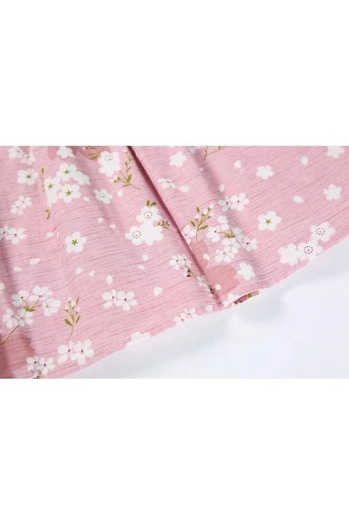 Pretty in Pink Box Pleated Cherry Blossom Skirt with Pockets