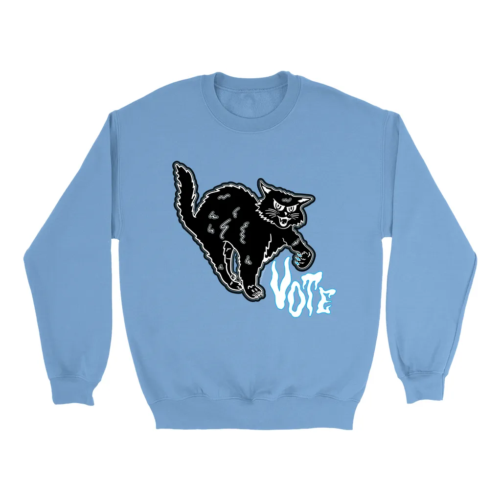 Retro Spooky Cat Vote Crew Sweatshirt