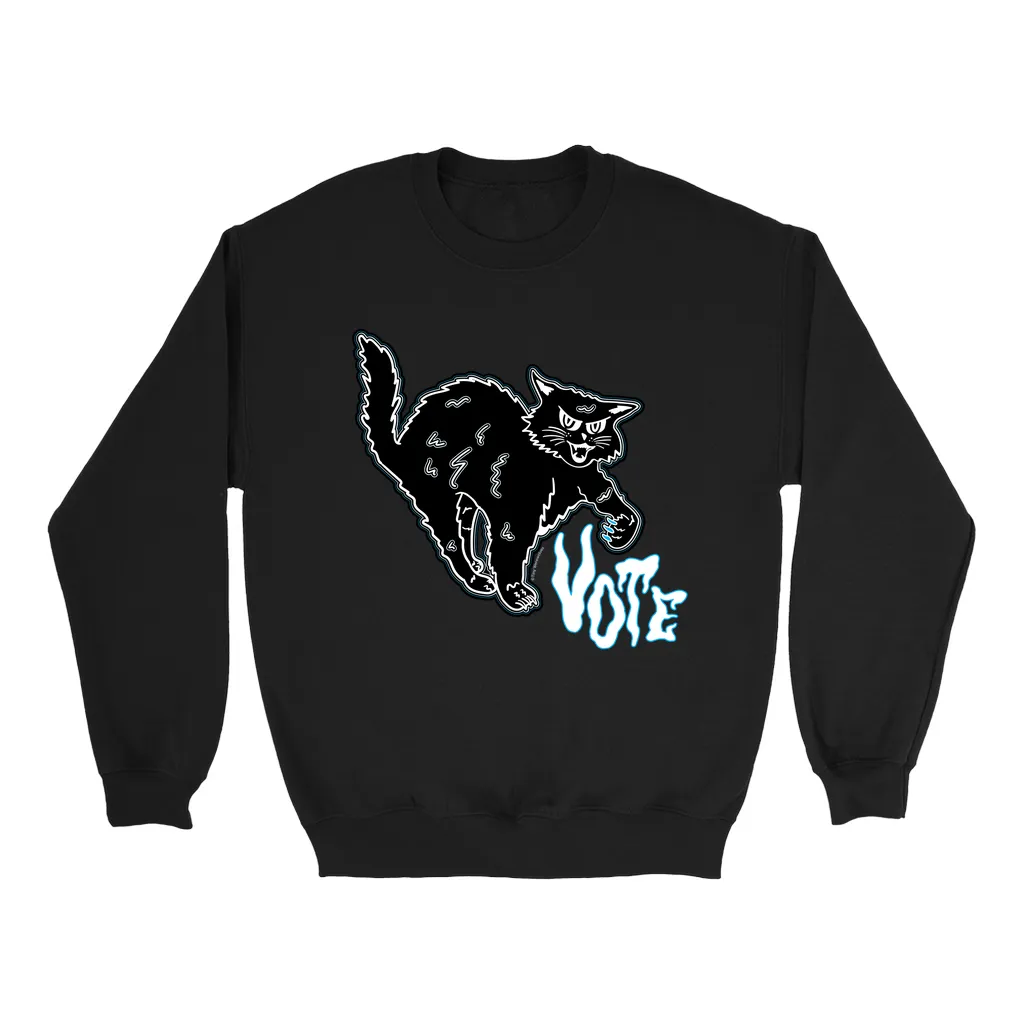 Retro Spooky Cat Vote Crew Sweatshirt