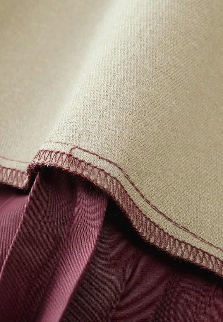 Savoy Recycled Polyester Pleated Skirt with Sustainable Vegan Leather Panels