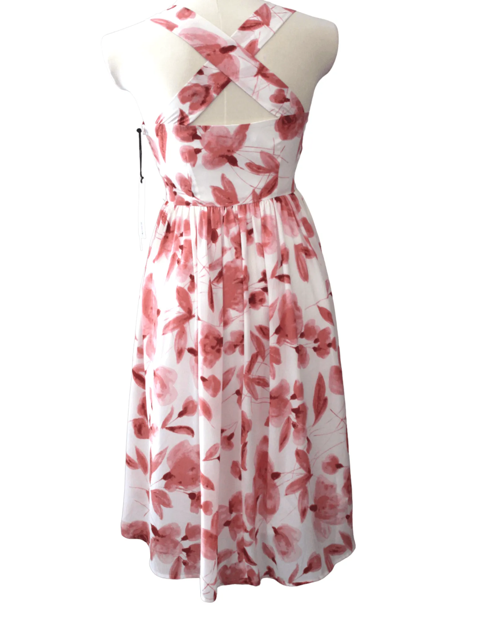 Soft Autumn Floral Print Cross-Back Dress