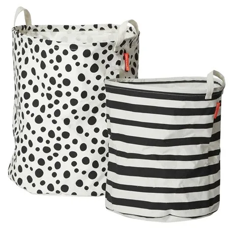 Soft Storage Basket Black and White (Set of 2) - Clearance