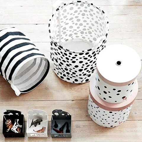 Soft Storage Basket Black and White (Set of 2) - Clearance