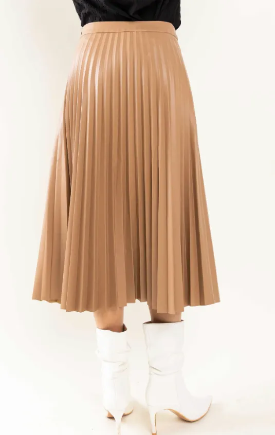 Sonya Vegan Leather Pleated Skirt