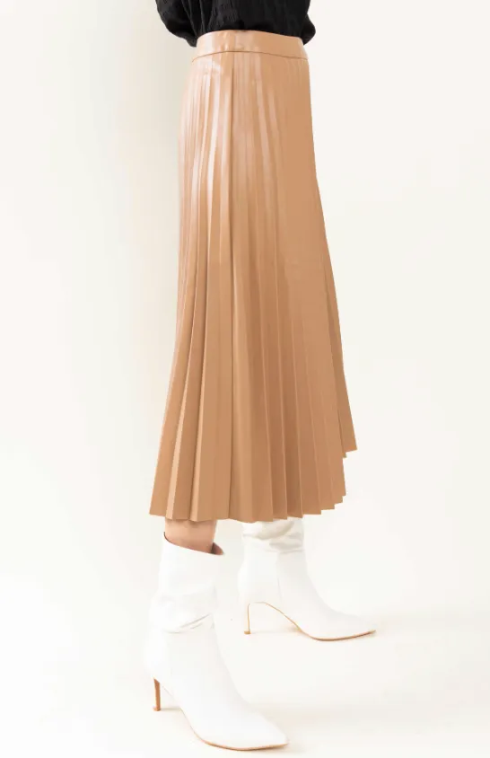 Sonya Vegan Leather Pleated Skirt