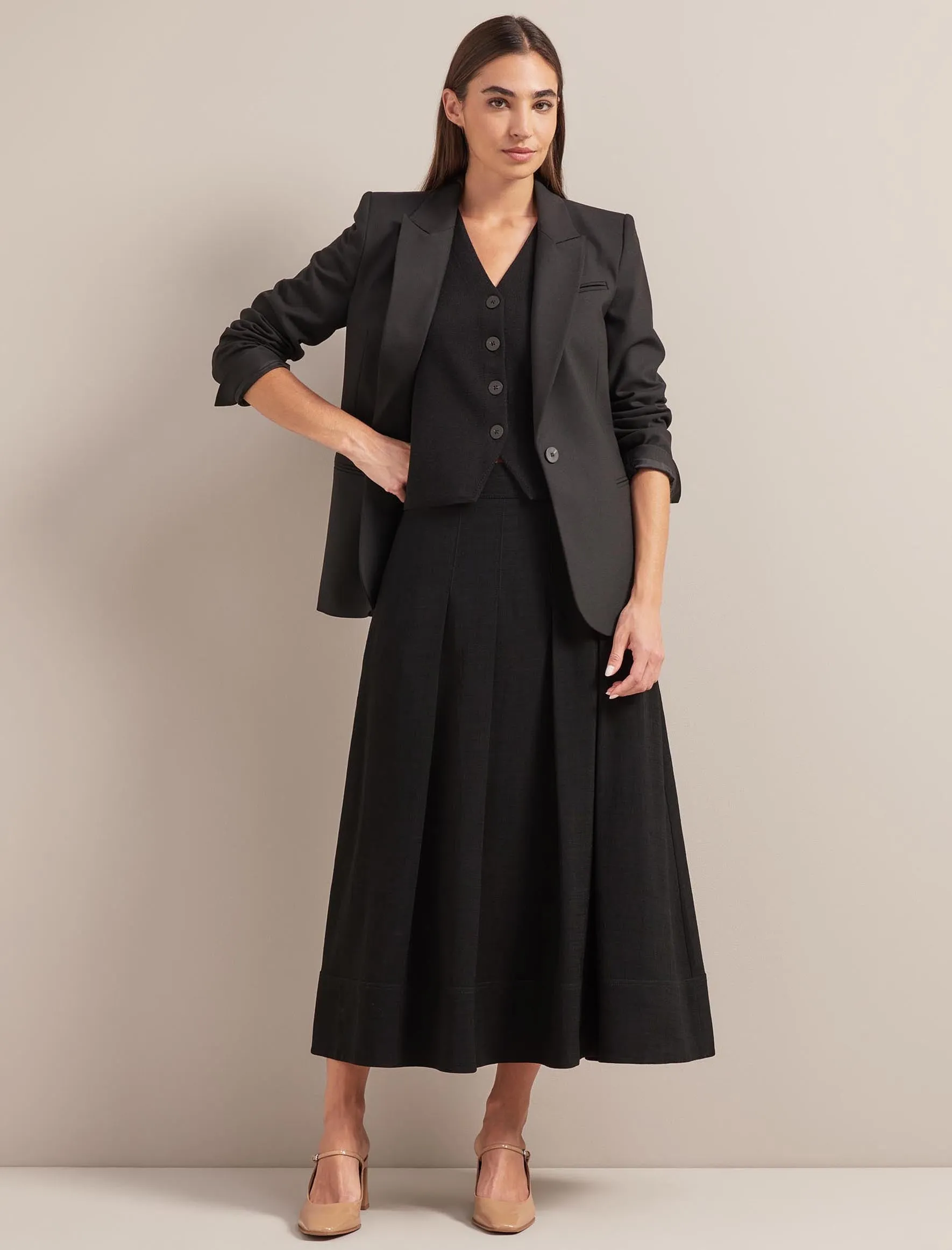 Sophia Techni Voile Pleated Maxi Skirt - Black