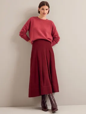 Sophia Techni Voile Pleated Maxi Skirt - Dark Red